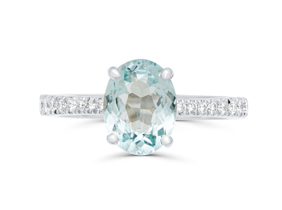 Aquamarine Oval Cut White Gold Cocktail Ring